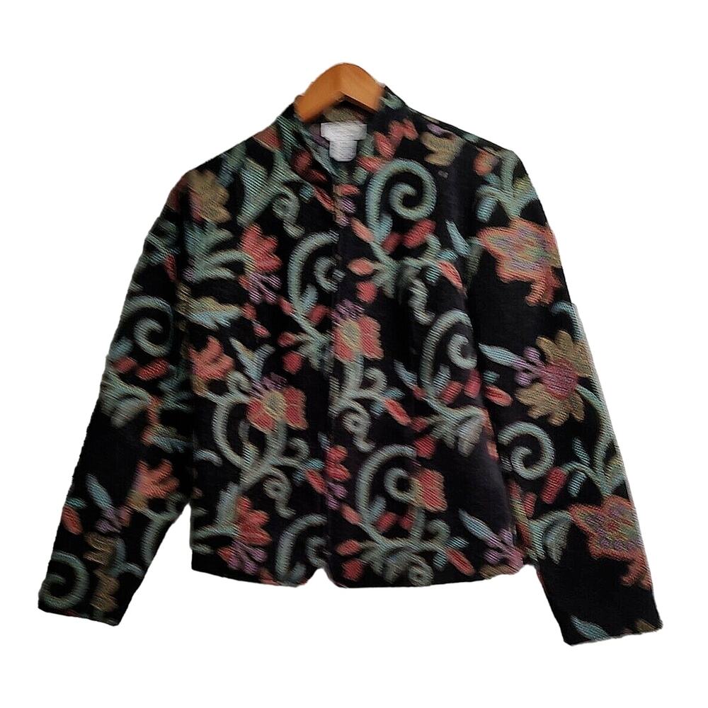 Molly & Maxx Women's Tapestry Boho Hippie Zip Jacket multi color Pockets Size M